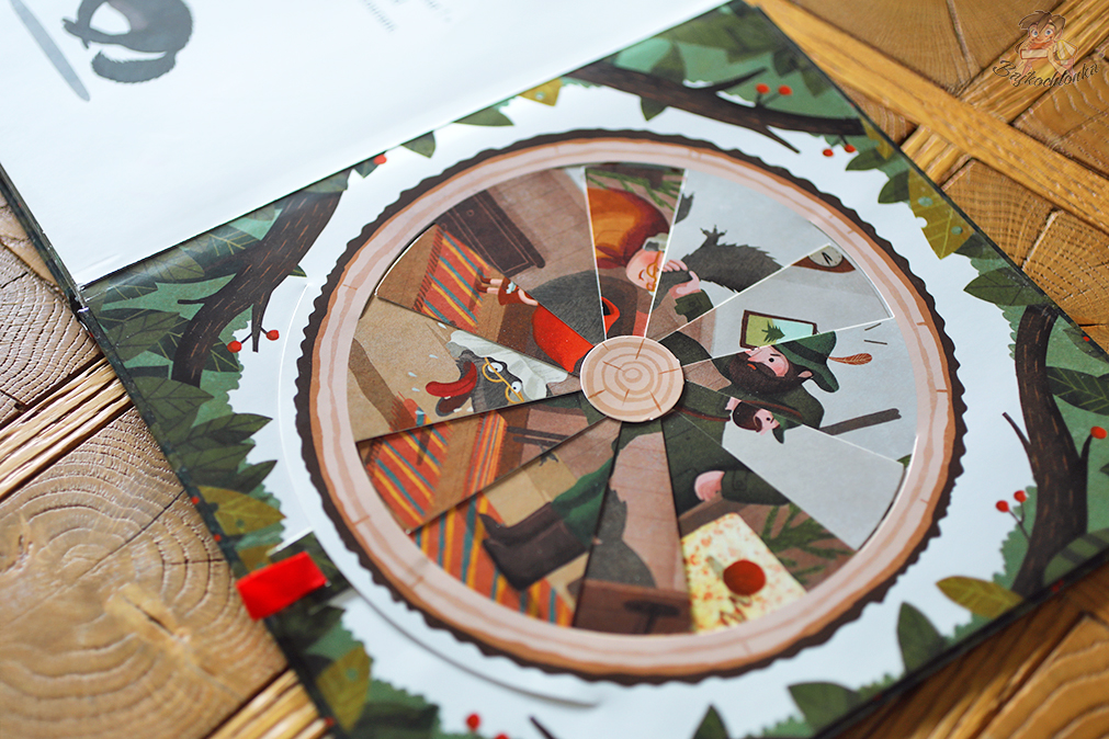 Le Petit Chaperon rouge – ruchome koło z kolażem scen; ilustracje Emilii Dziubak, Fleurus 2014