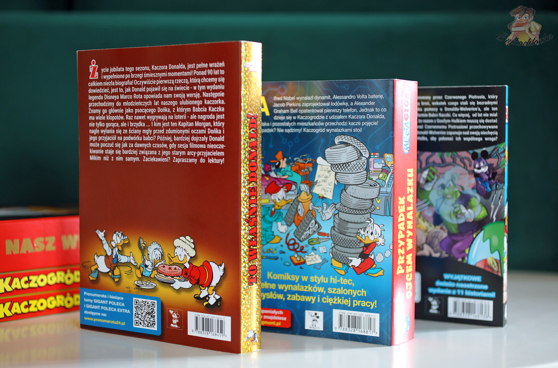 Tyły okładek: To właśnie Donald!, MEGA GIGA 66 i Kaczor Donald jako Wolverine.