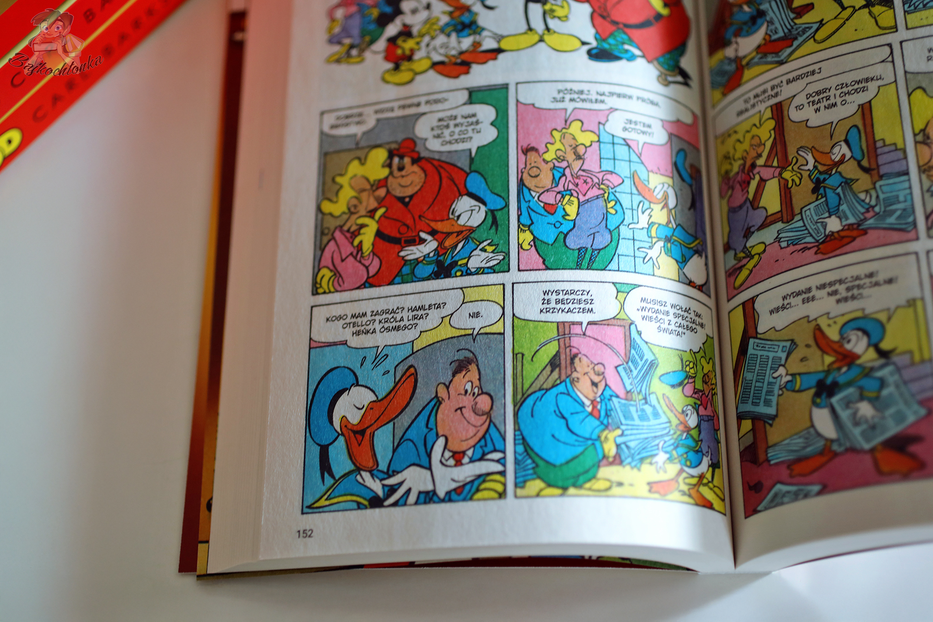 Wielopanelowa plansza – Donald w redakcji, dynamiczna rozmowa.