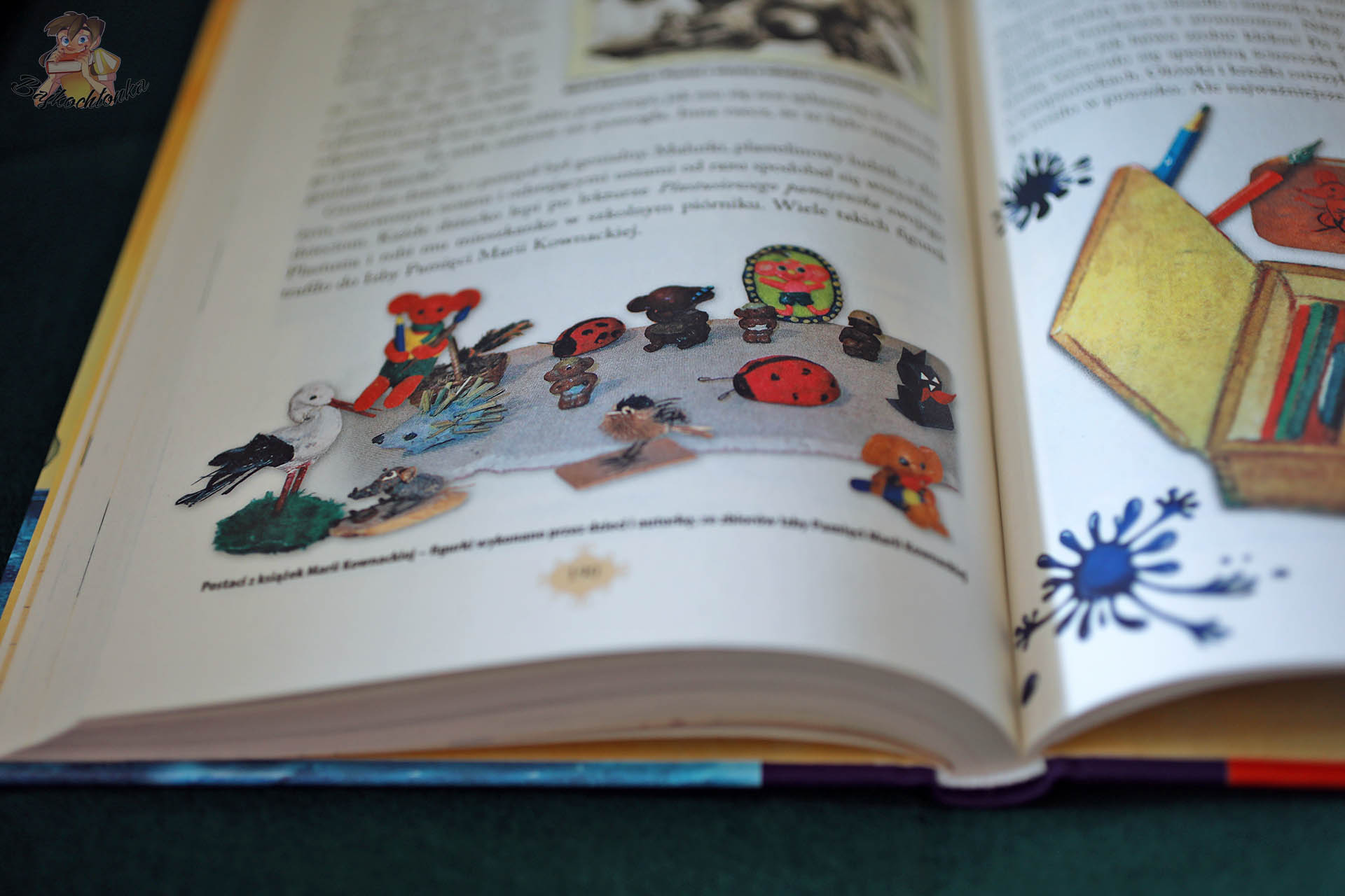 Kolorowe ilustracje w książce Plastusiowy pamiętnik Marii Kownackiej – bohaterowie i plastelinowe figurki