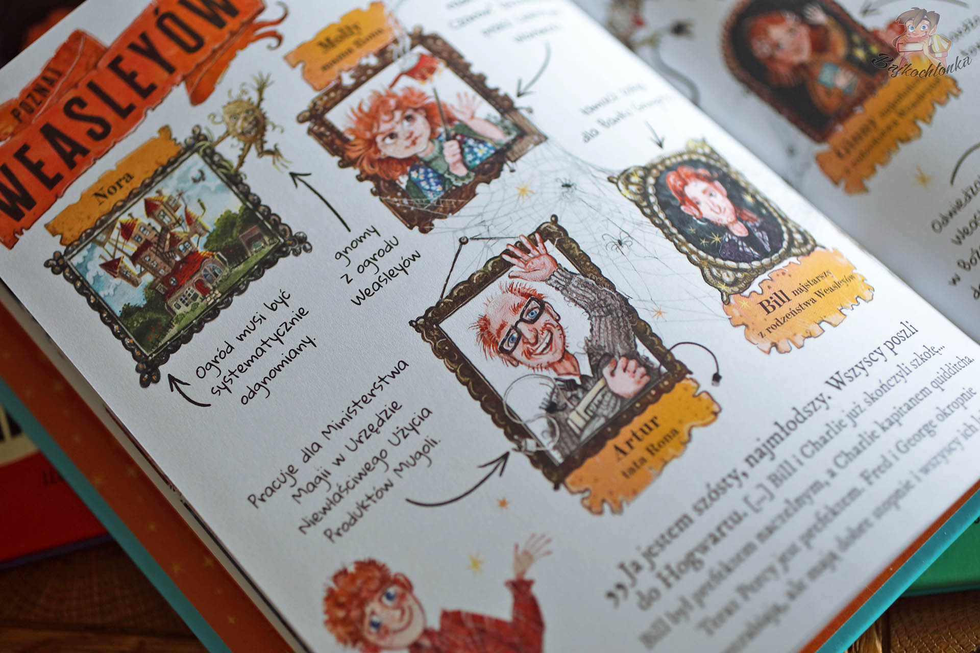 Strona „Poznaj Weasleyów” – drzewo rodzinne, Nora i portrety: Artur, Bill, Ginny; ciekawostki o rodzinie – Mały potterownik