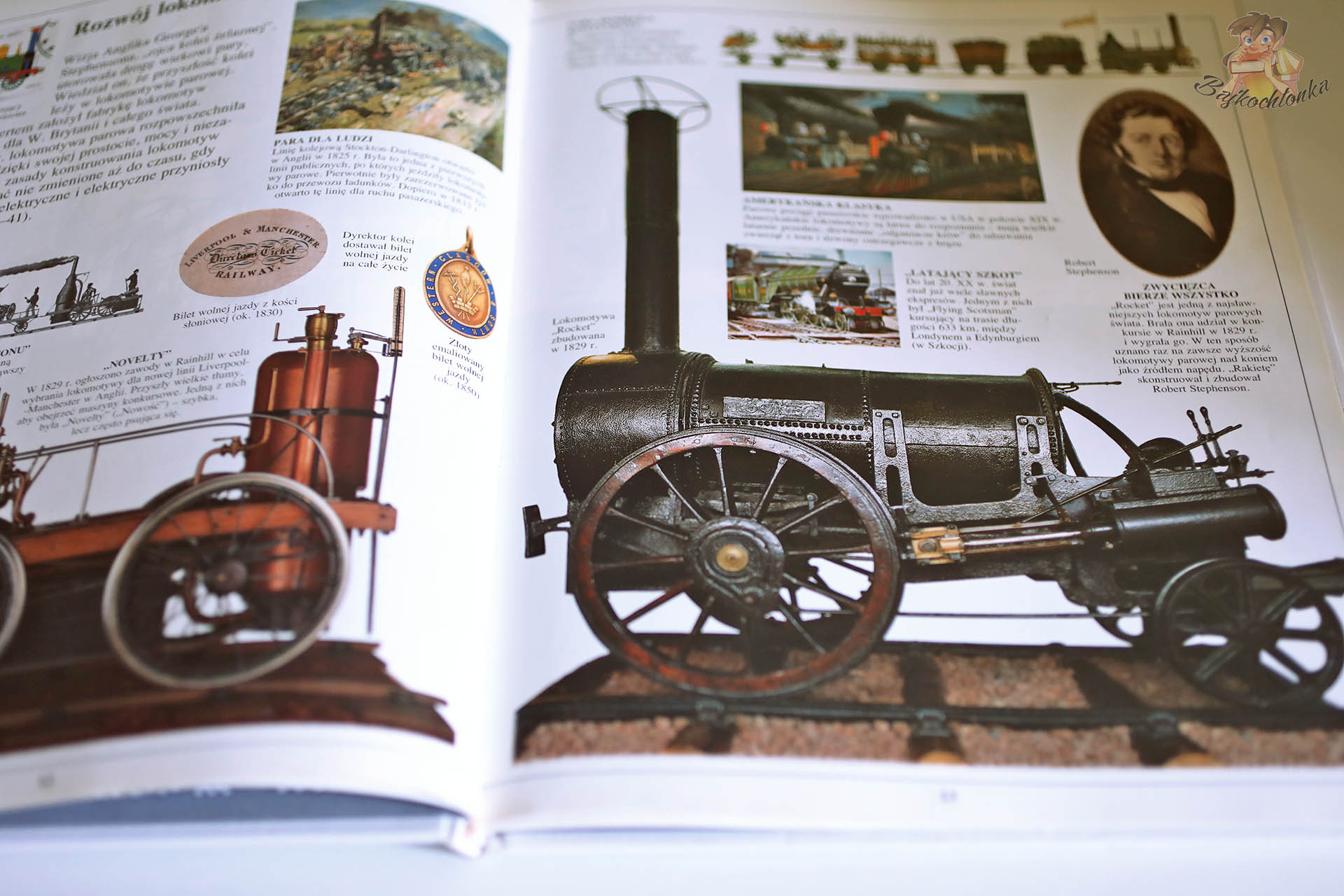 Lokomotywa Rocket w książce „Pociągi” Johna Coileya