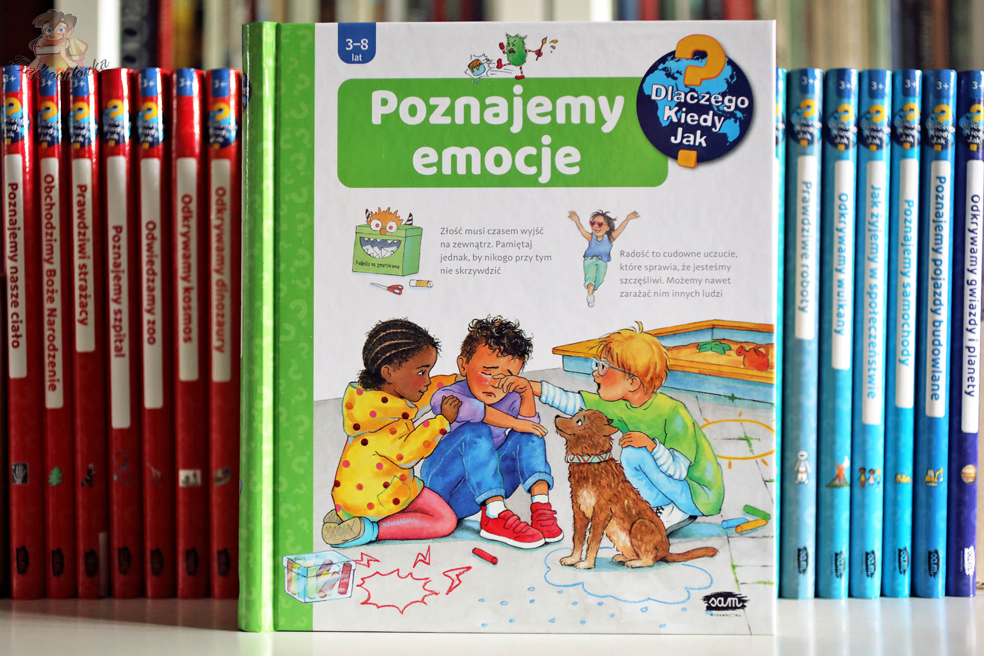 Okładka książki Poznajemy emocje z serii Dlaczego? Kiedy? Jak? – Wydawnictwo Sam.