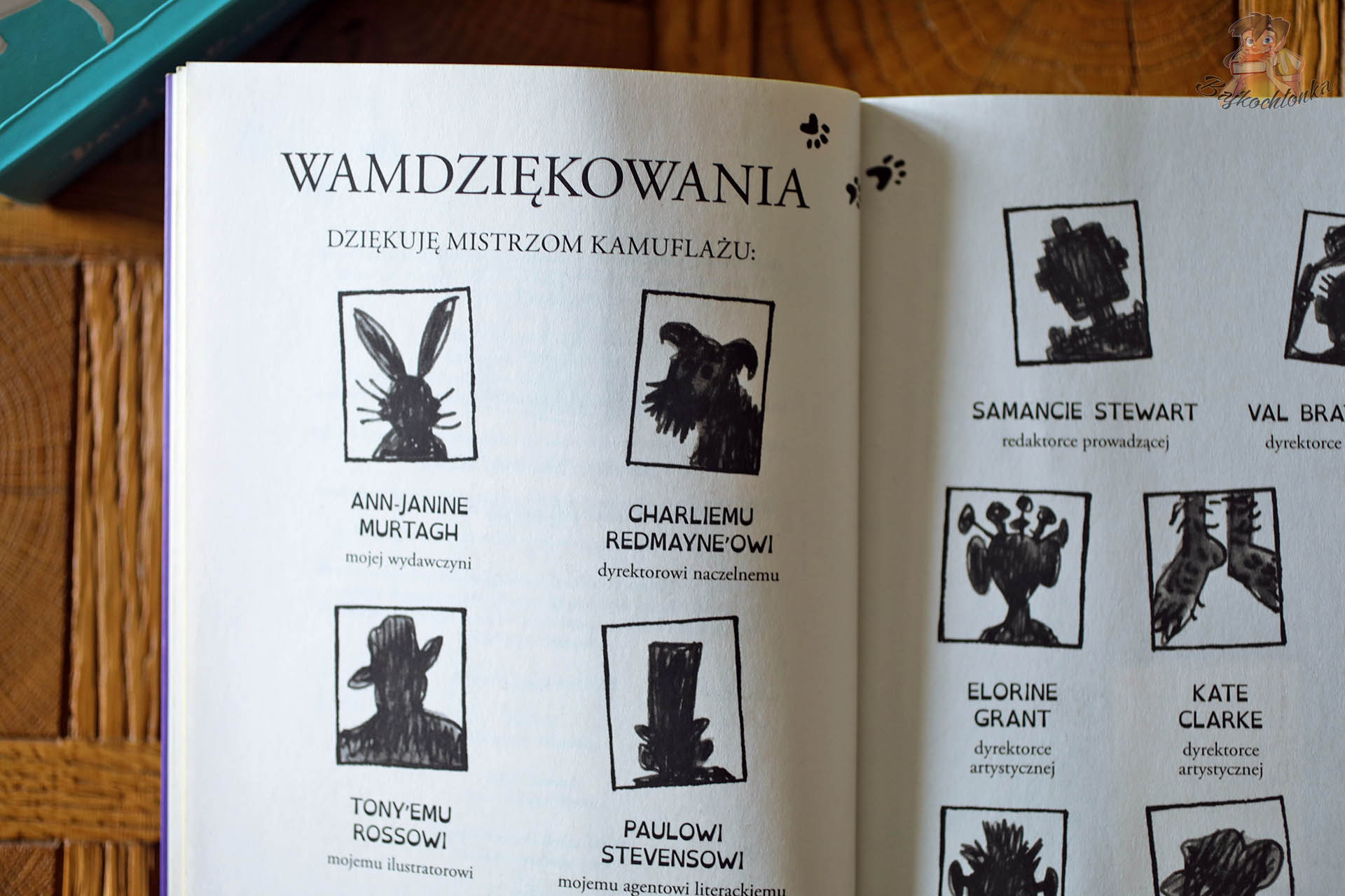 Podziękowania w książce Davida Walliamsa, edycja limitowana Mała Kurka, z humorystycznymi miniportretami.