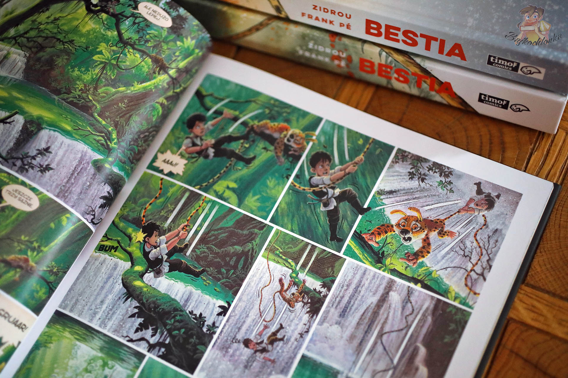 Sekwencja przy wodospadzie – José i Marsupilami na pnączach, pościg w dżungli