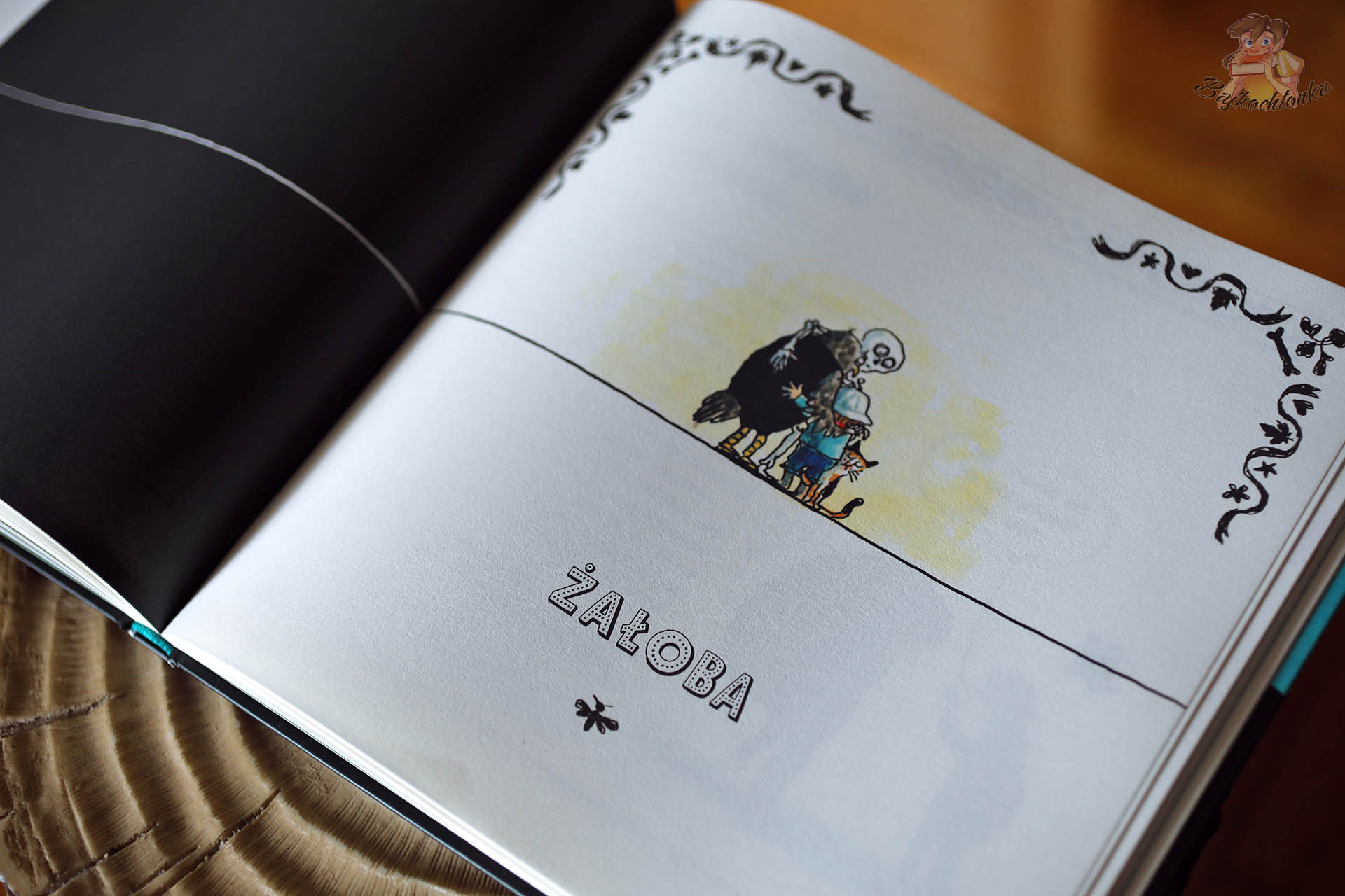 Rozdział „Żałoba” w książce „Kwiatki od spodu” – ilustracja Anke Kuhl.