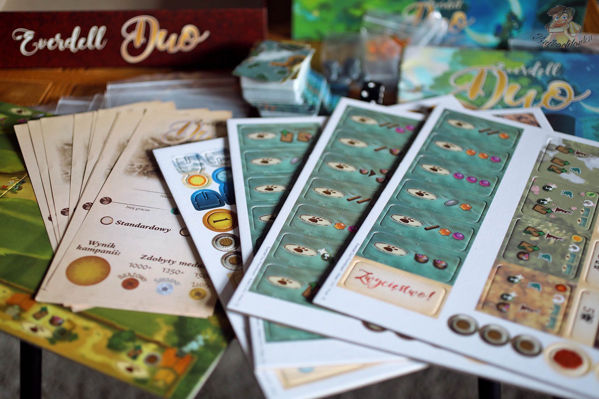 Wykrawki znaczników i arkusze kampanii do Everdell Duo – przygotowanie komponentów