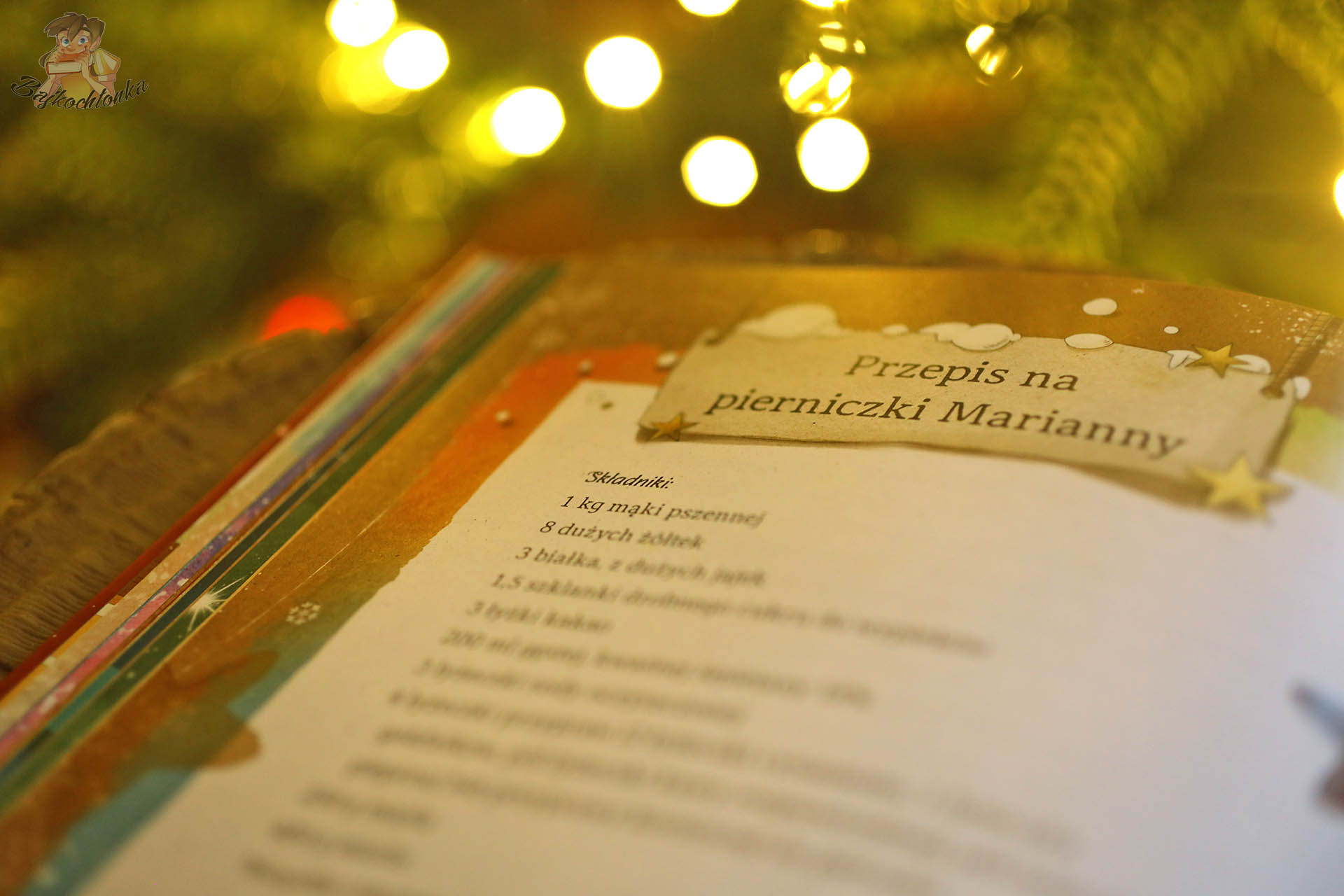 Przepis na pierniczki Marianny w książce Pandyczne święta na tle świątecznych światełek
