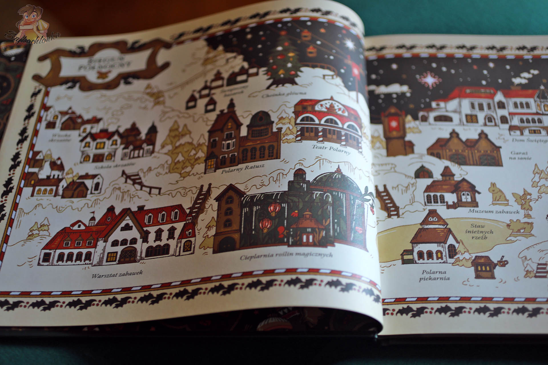 Mapa wioski Świętego Mikołaja z książki Sekrety wioski Świętego Mikołaja, plan domów i warsztatu zabawek