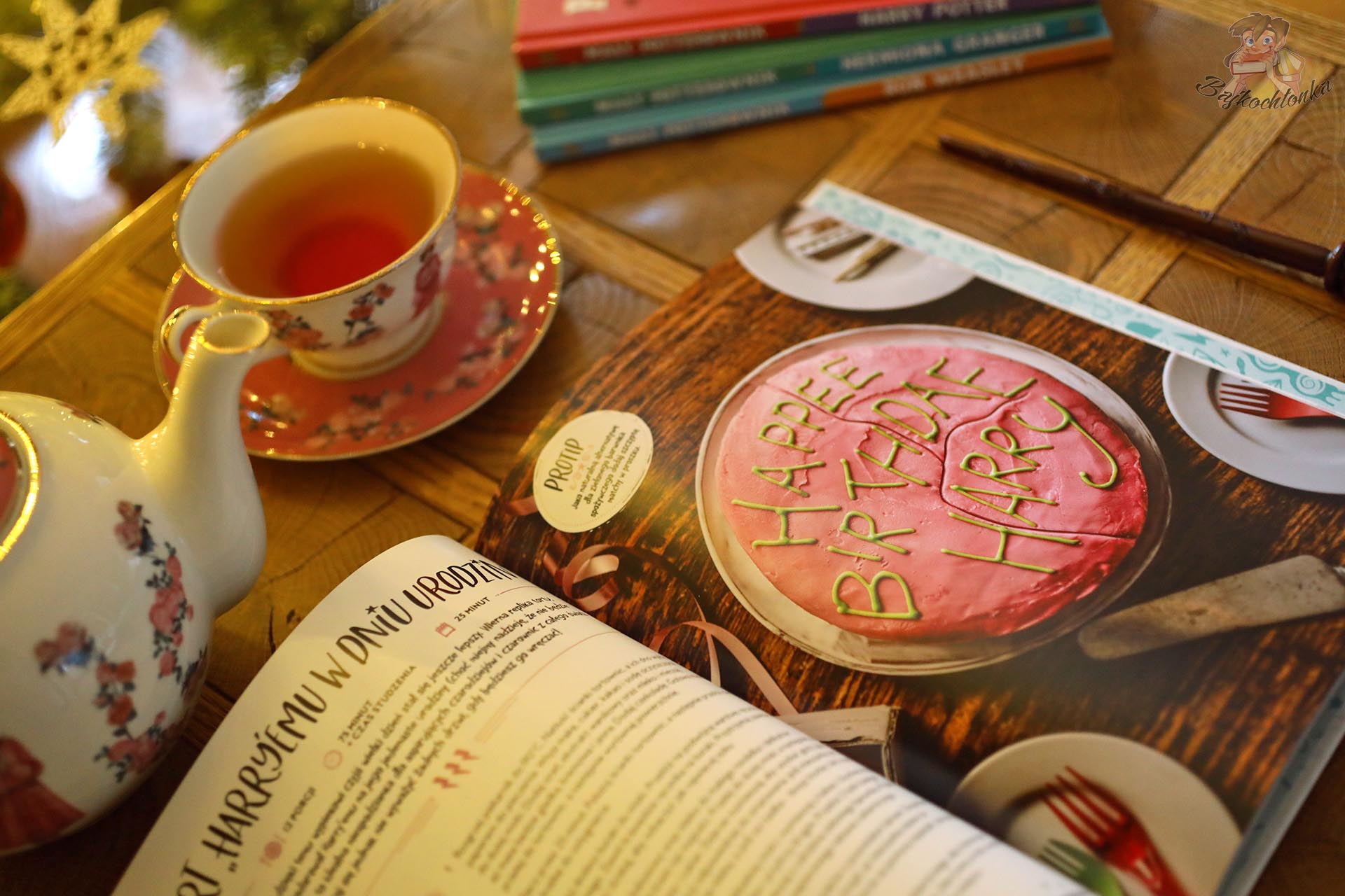 harry potter oficjalna ksiega magicznych wypiekow tort happee birthdae harry i herbata