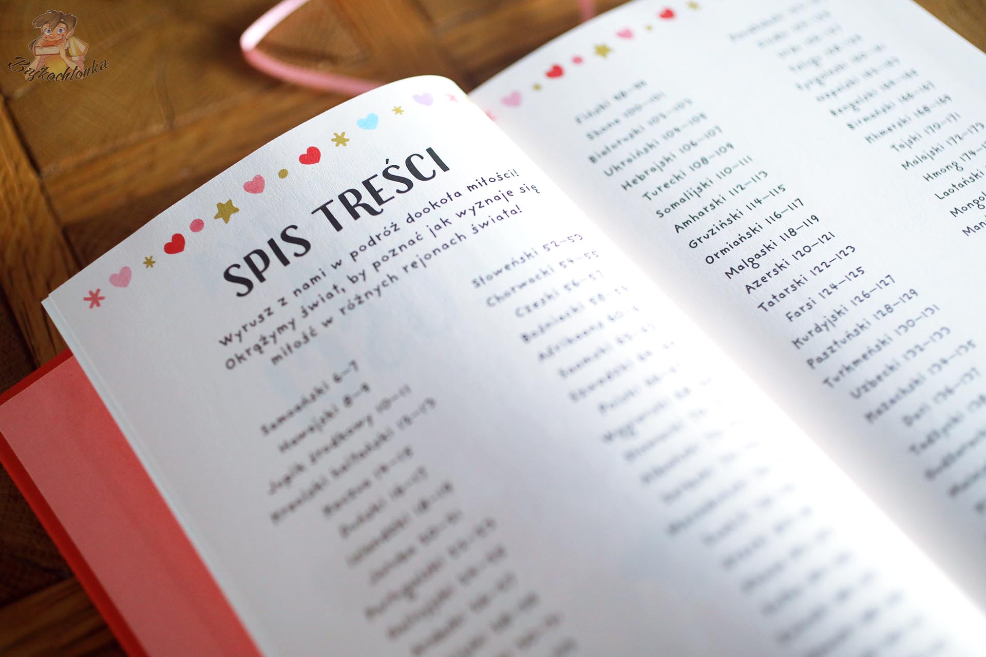 Książeczka pełna miłości – spis treści języków z całego świata