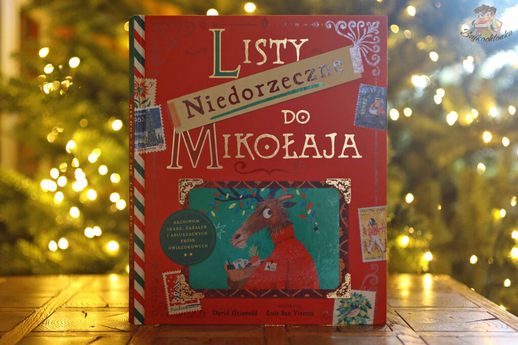 Okładka książki Niedorzeczne listy do Mikołaja Davida Griswolda, wydawnictwo Kropka – świąteczna sceneria