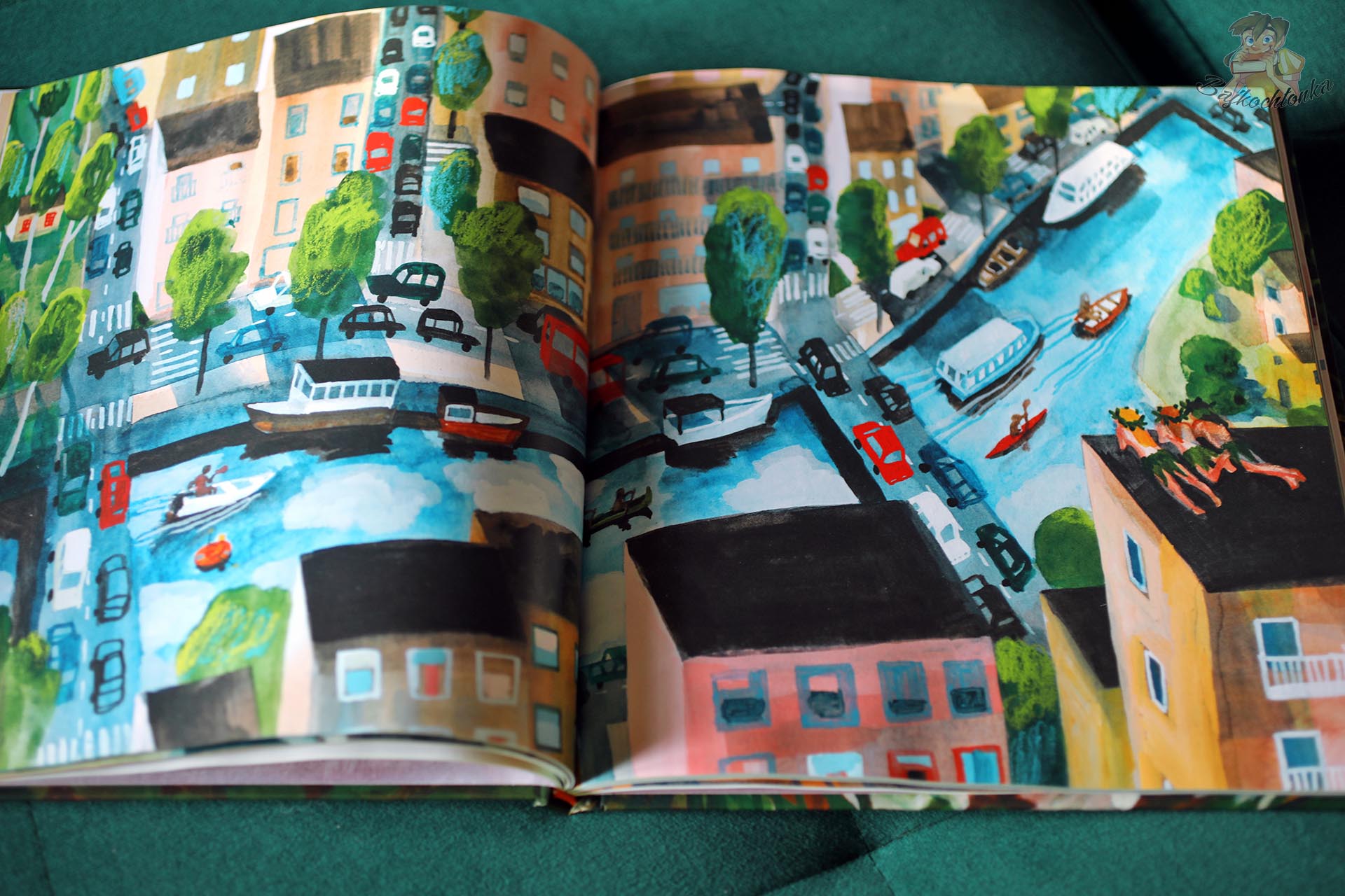 Ilustracja miasta z perspektywy wyobraźni w książce Nikt, tylko ja – samodzielna podróż dziecka