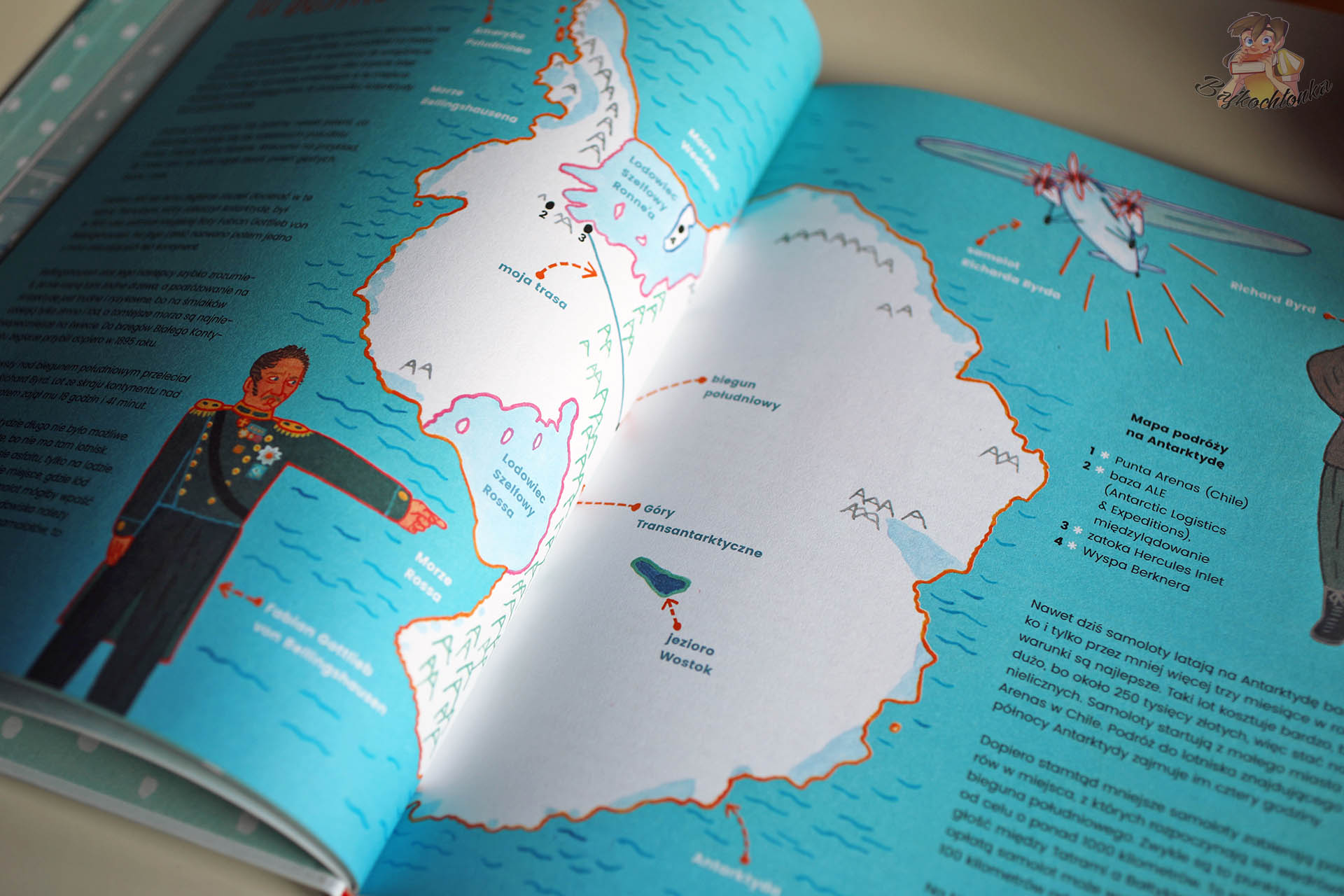 Mapa podróży na Antarktydzie w książce Antarktyda. Wyprawa na kraniec świata – trasa wyprawy na biegun południowy
