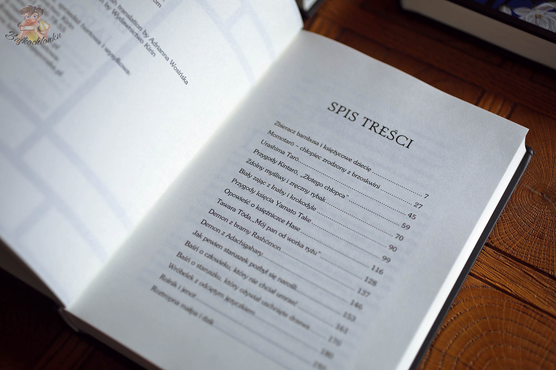 Baśnie japońskie tom 1 – spis treści wydania Wydawnictwa Kirin