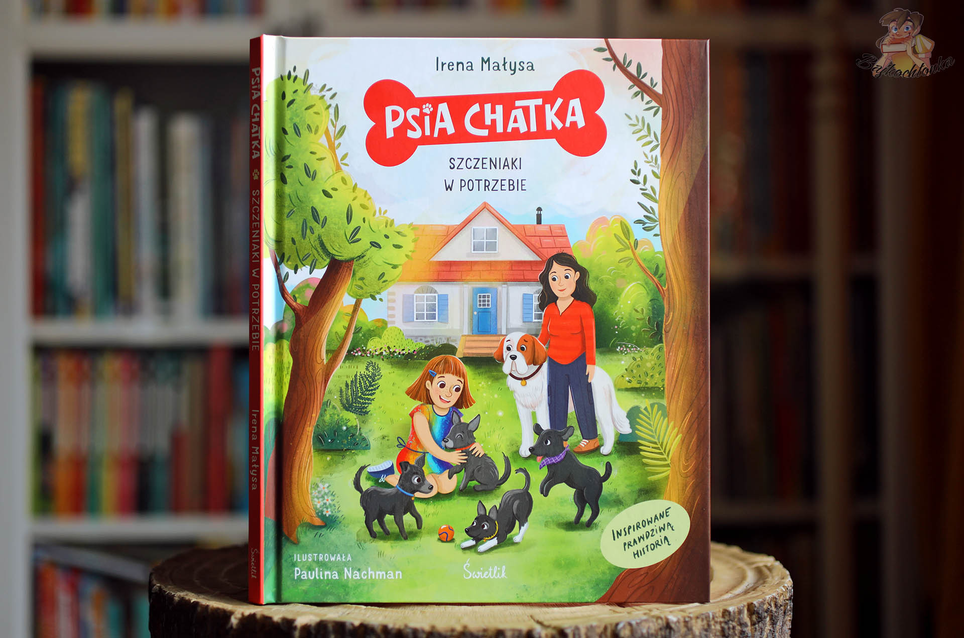 Okładka książki „Psia Chatka. Szczeniaki w potrzebie” Ireny Małysy – nowa seria dla dzieci o ratowaniu szczeniąt