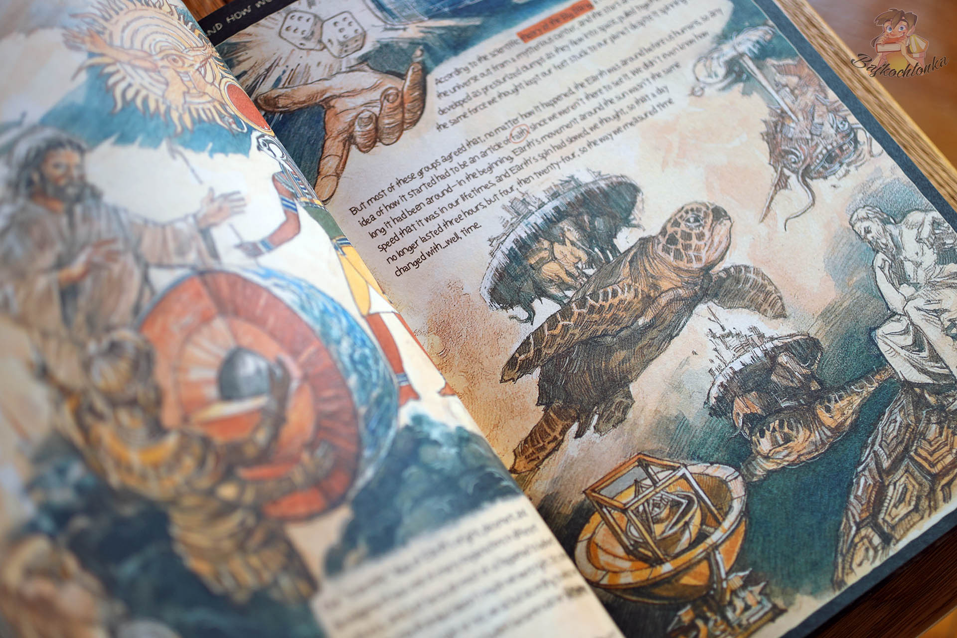 Mythological and historical imagery inside The Last Book combining ancient symbolism with post-apocalyptic narrative elements