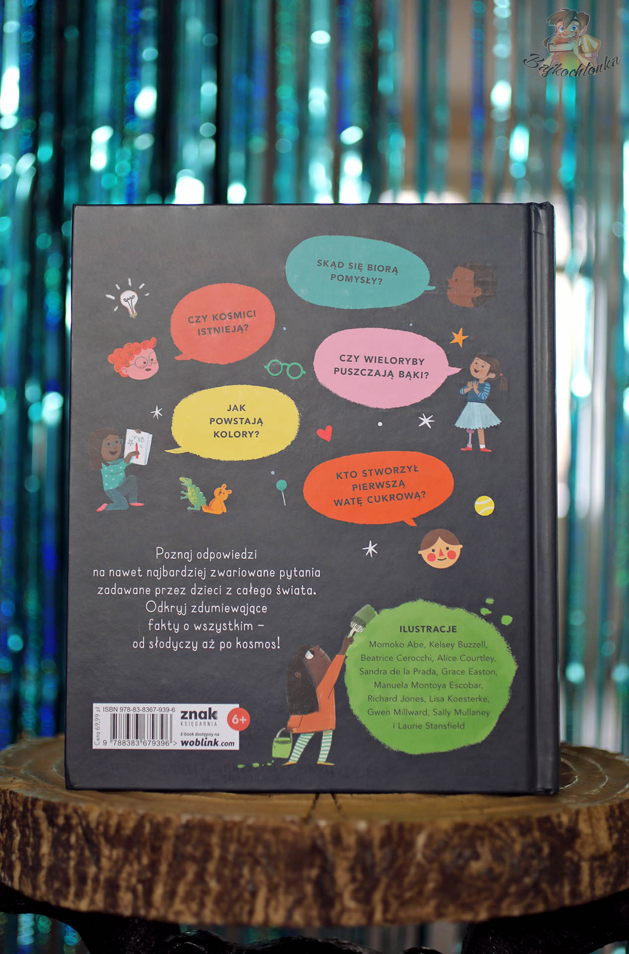 Tył okładki książki „Wszystko, co chcesz wiedzieć” – opis i przykładowe pytania zadawane przez dzieci
