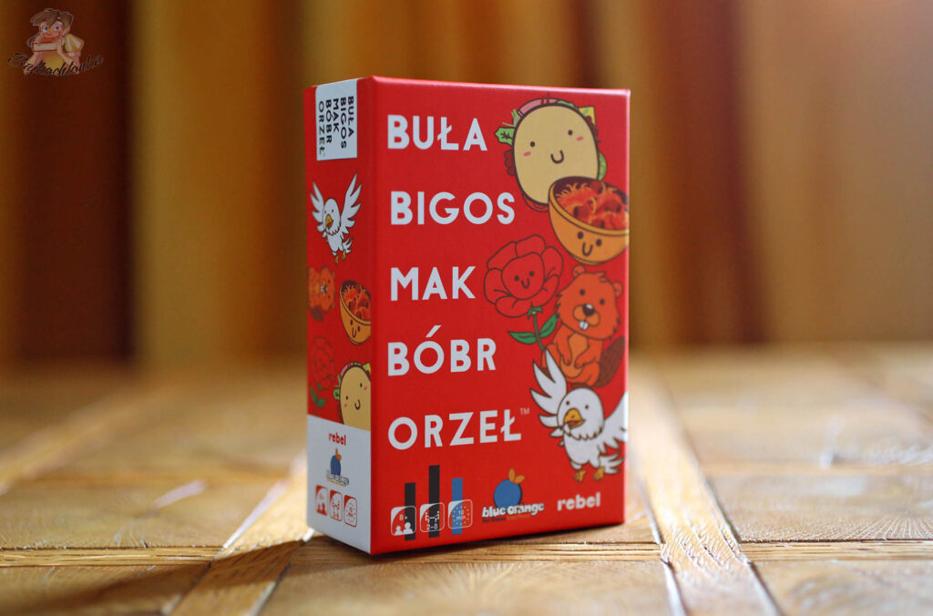 Pudełko gry karcianej Buła Bigos Mak Bóbr Orzeł od Rebel - widok z przodu