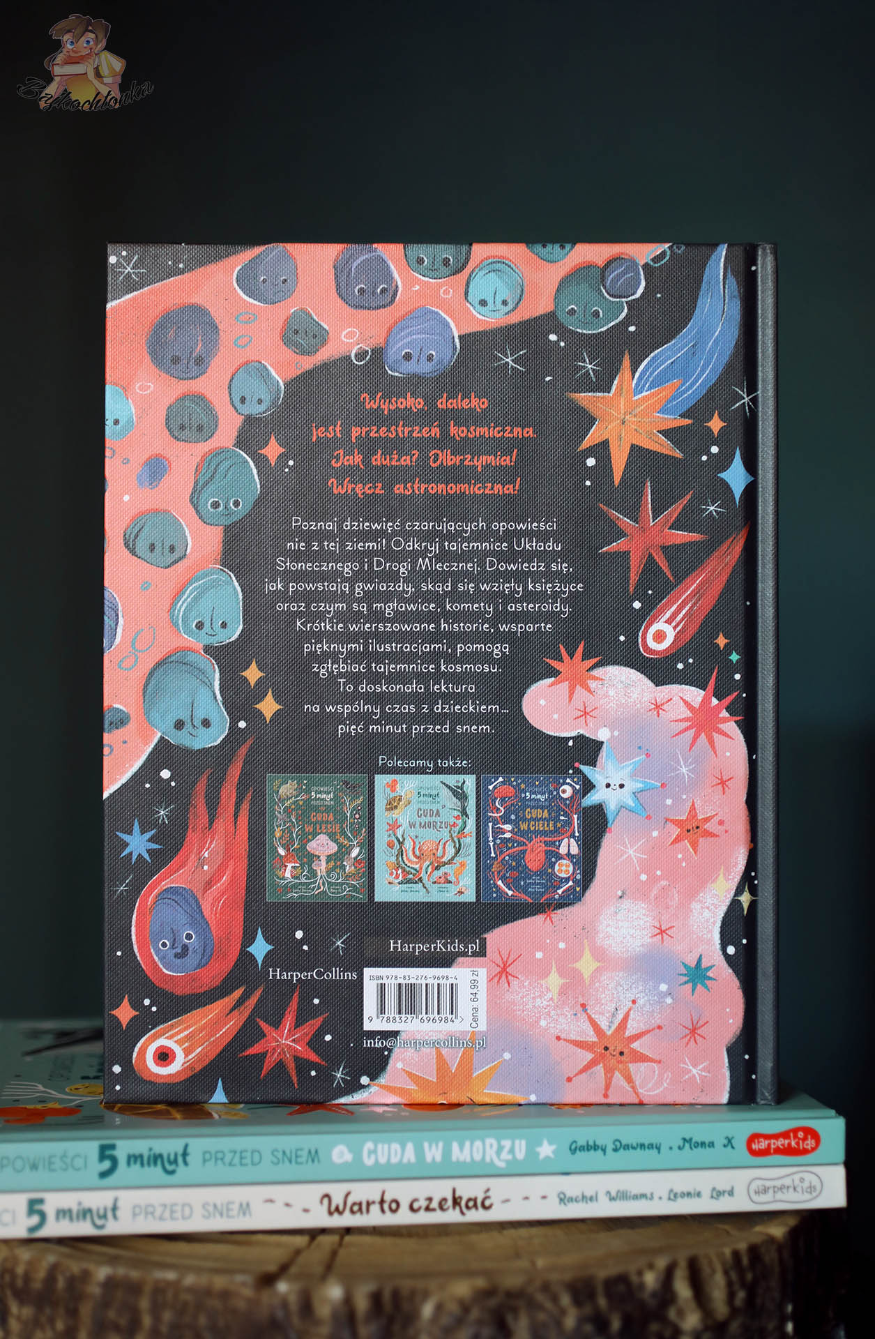 Tył okładki książki Cuda w kosmosie Opowieści 5 minut przed snem Gabby Dawnay