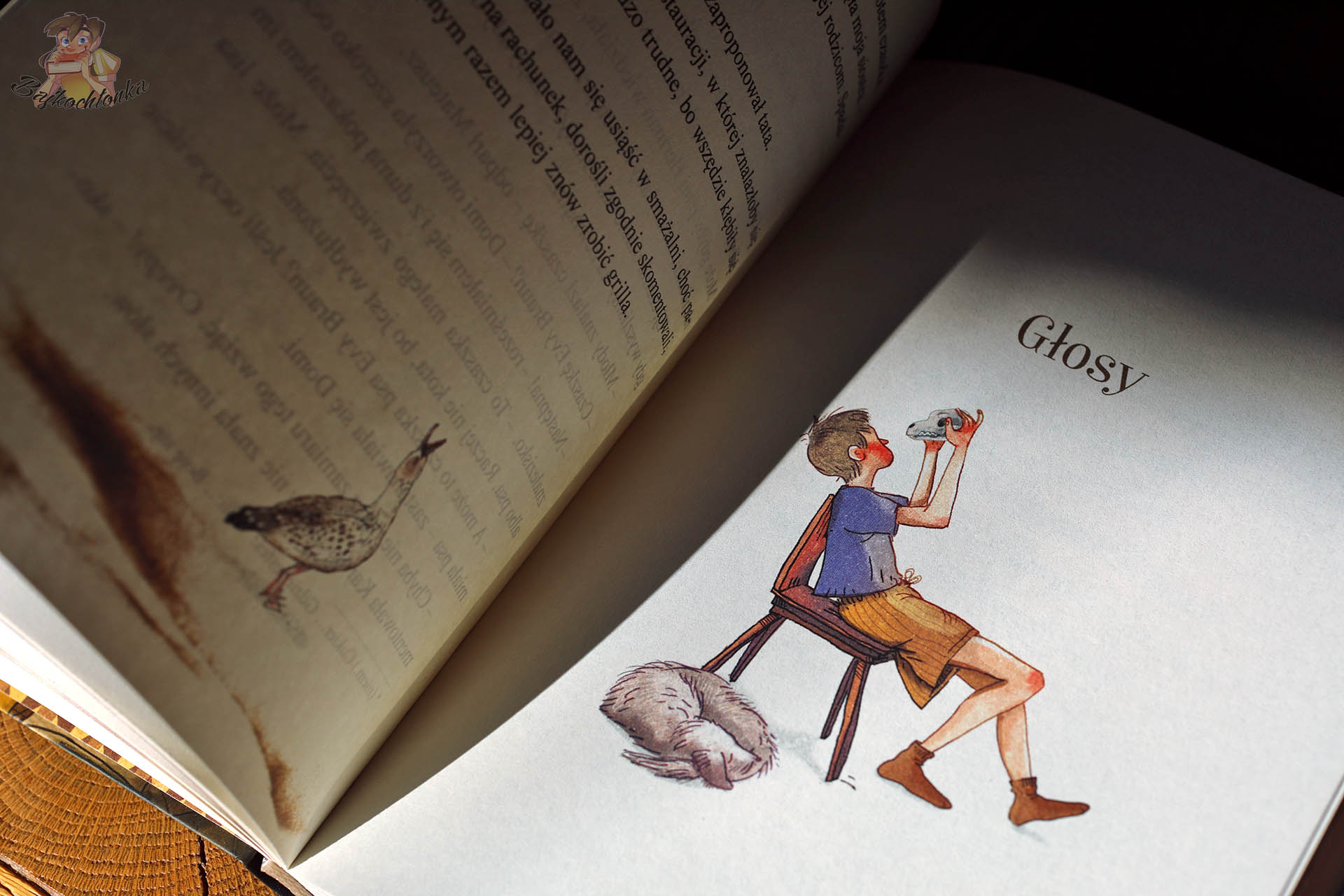 ilustracja Pauliny Wyrt chlopiec z muszla przy uchu ksiazka Dziewczynka ktorej nie bylo