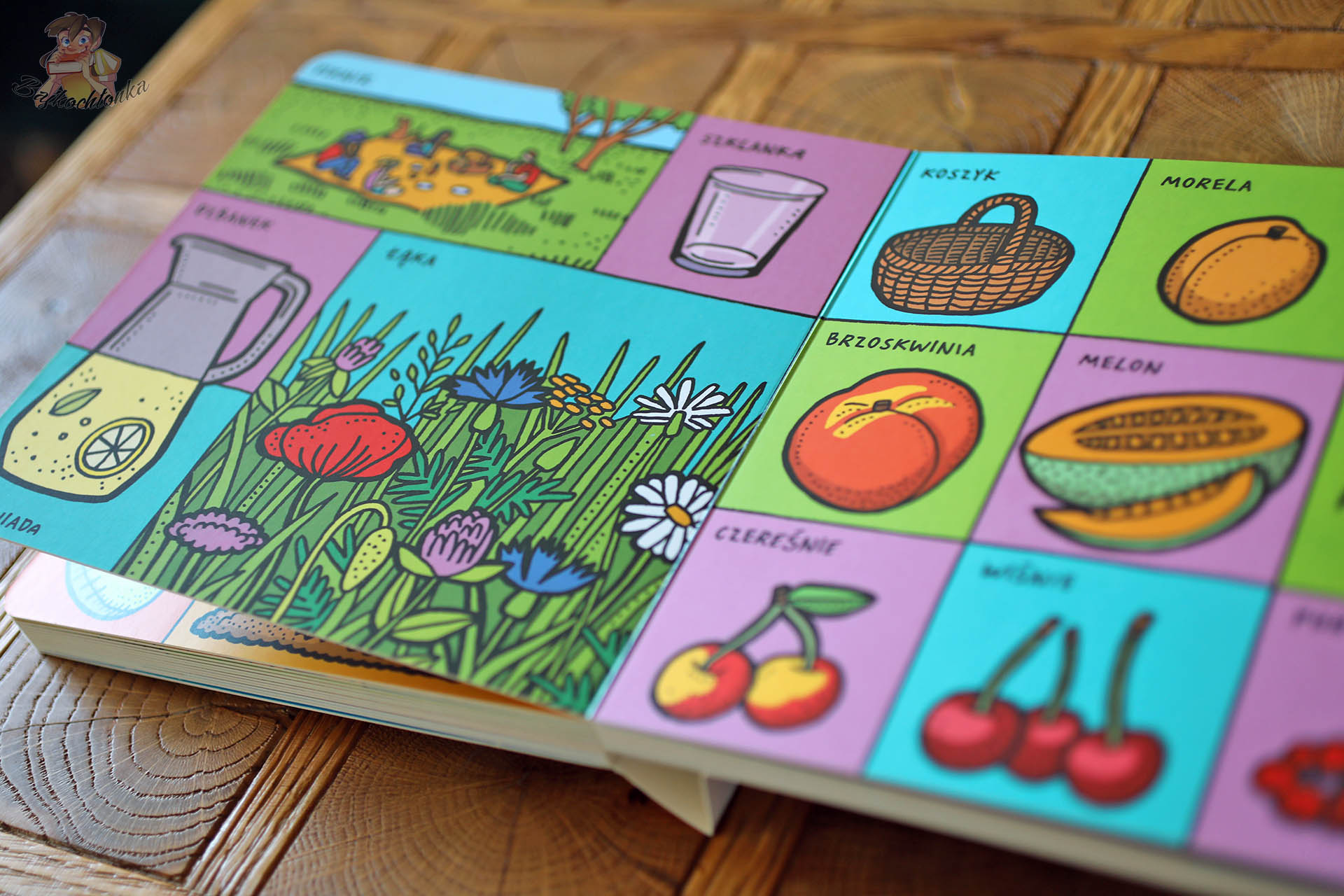 jeden rok ksiazka lato ilustracje owoce piknik laka lemoniada dzieci