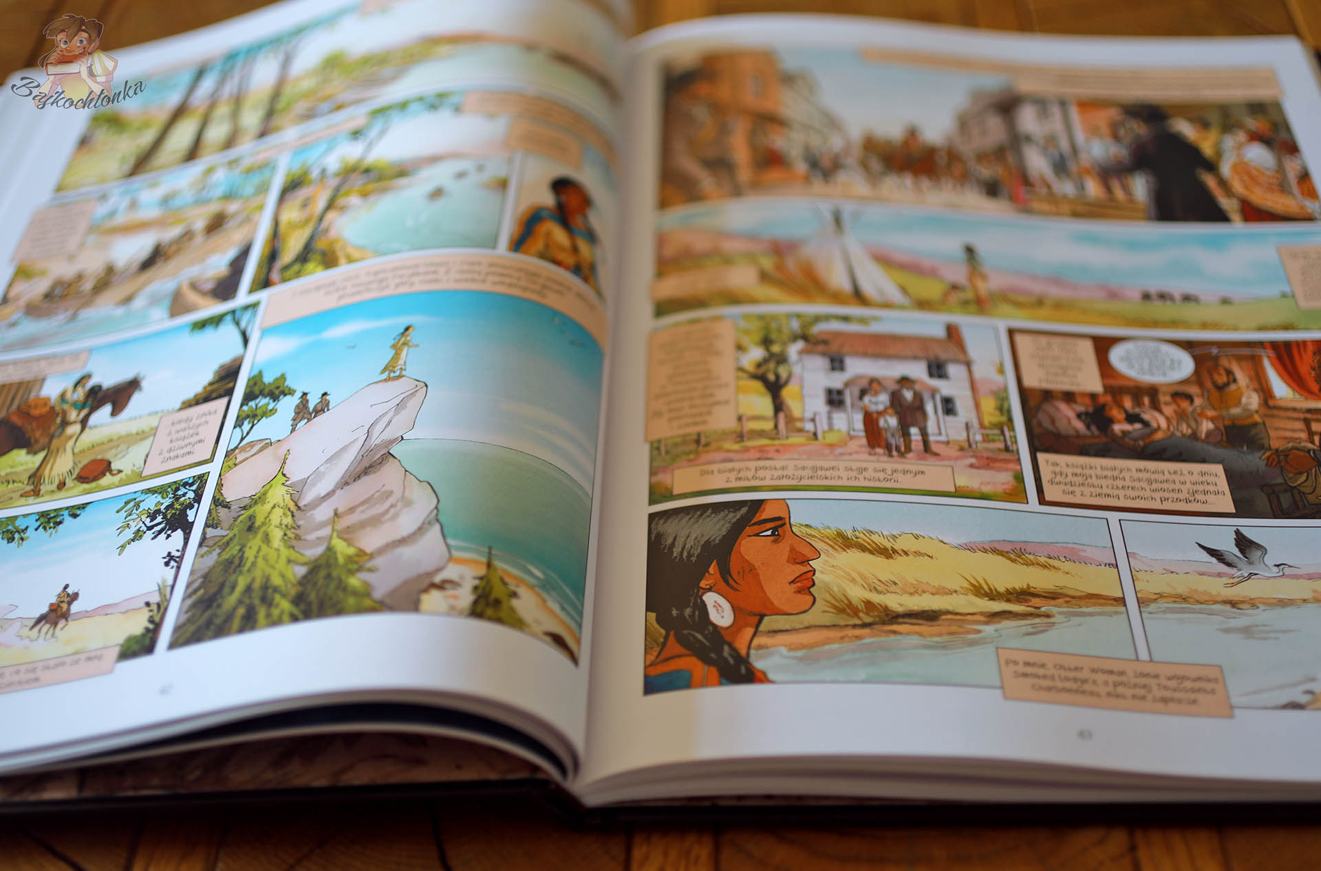 Plansze komiksu Kobiety z Dzikiego Zachodu przedstawiające życie na amerykańskim pograniczu