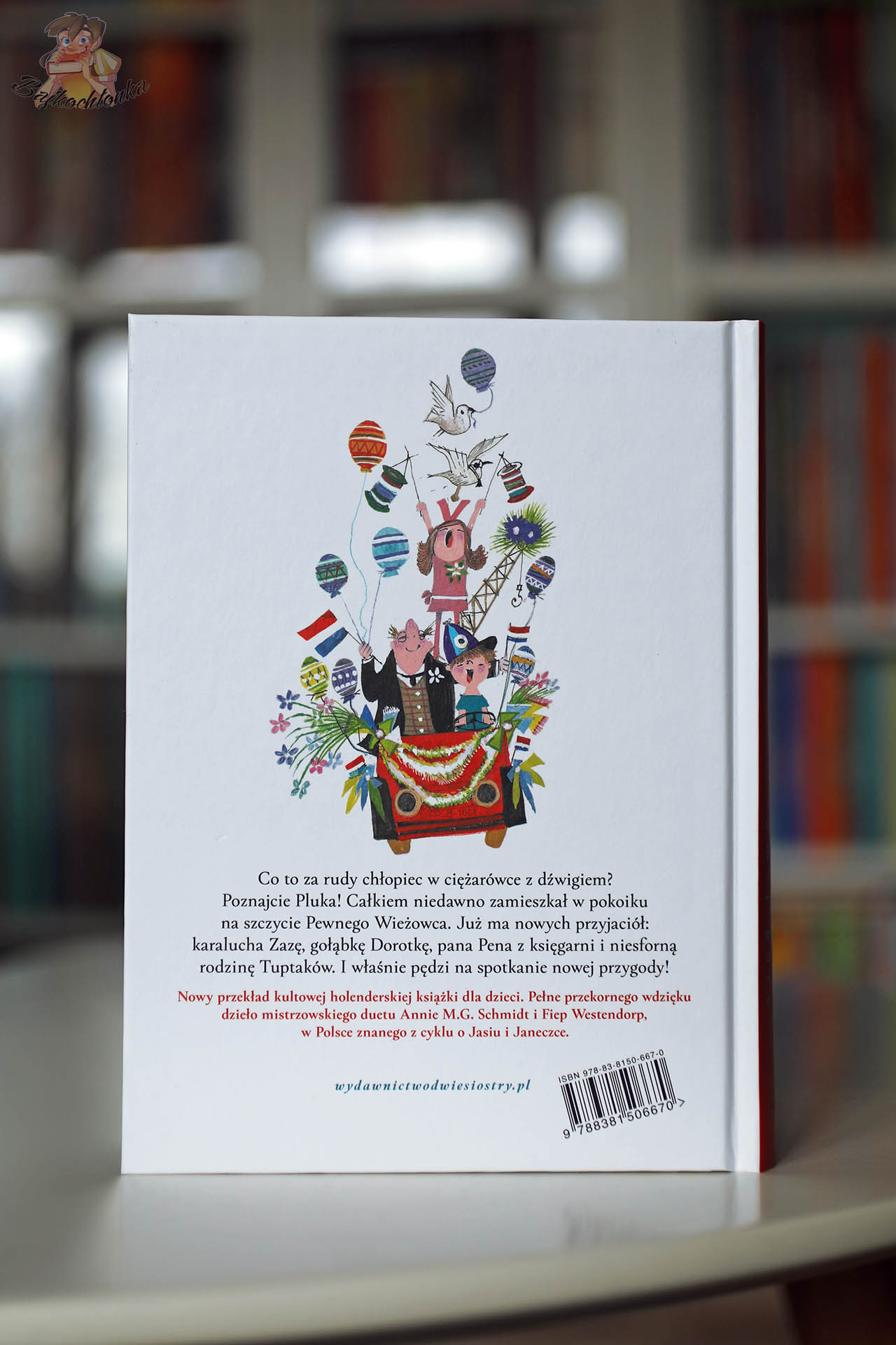 tył okładki książki Pluk z samej góry Annie M.G. Schmidt wydanej przez Dwie Siostry