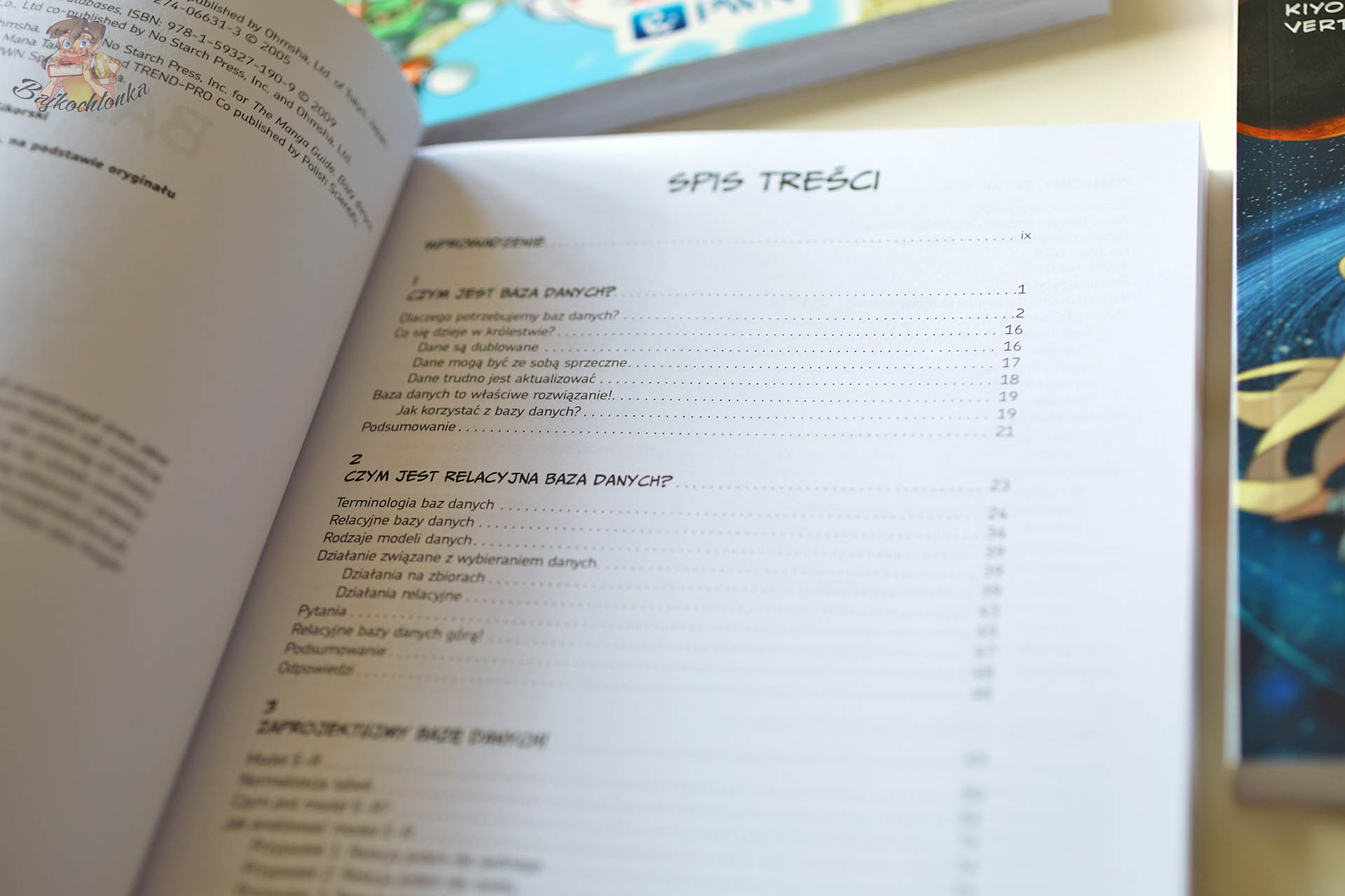 Spis treści książki The Manga Guide. Bazy danych pokazujący strukturę komiksowego podręcznika informatykiSpis treści książki The Manga Guide. Bazy danych pokazujący strukturę komiksowego podręcznika informatyki