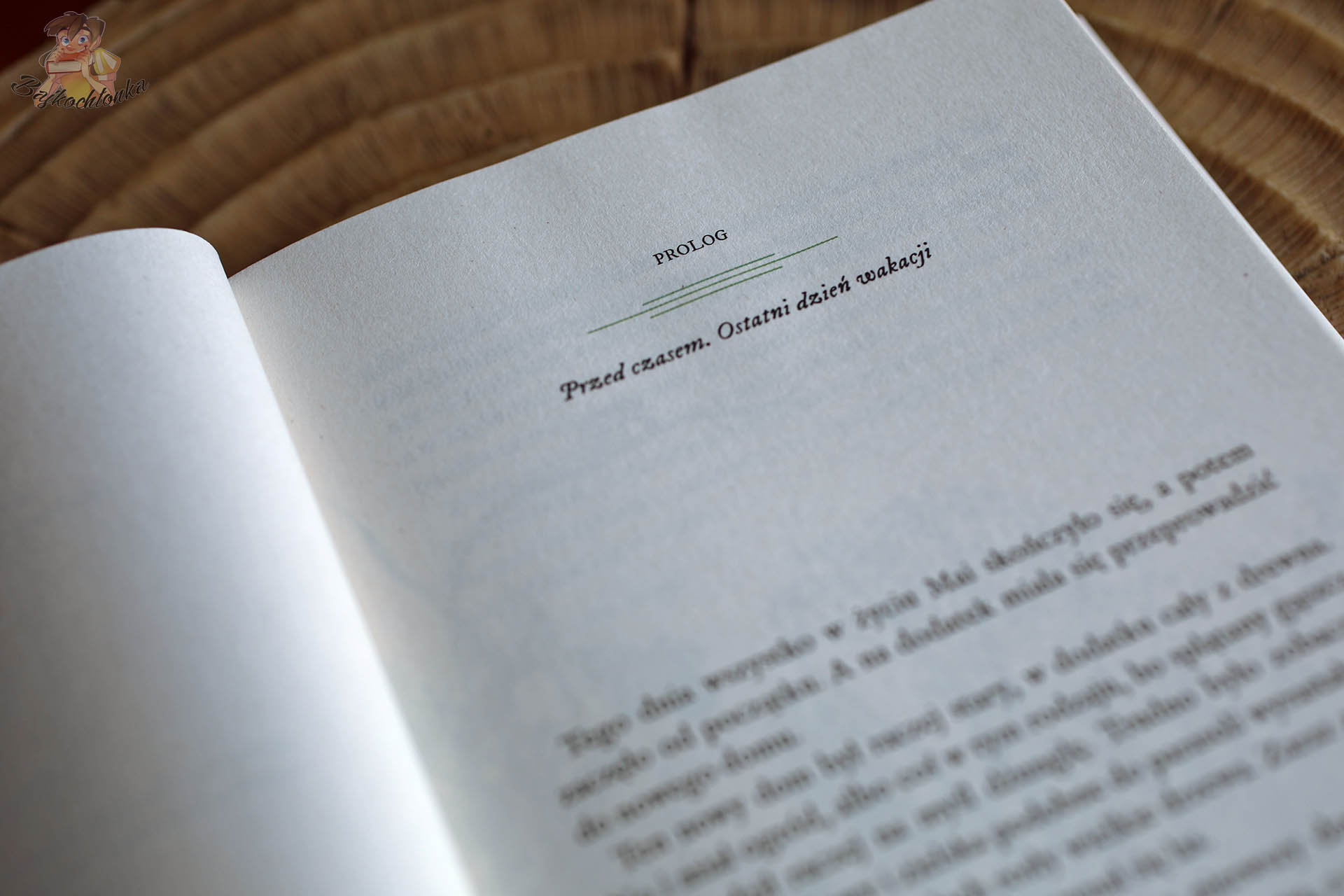 Strona z prologiem książki Maja i czas motyli Radka Raka