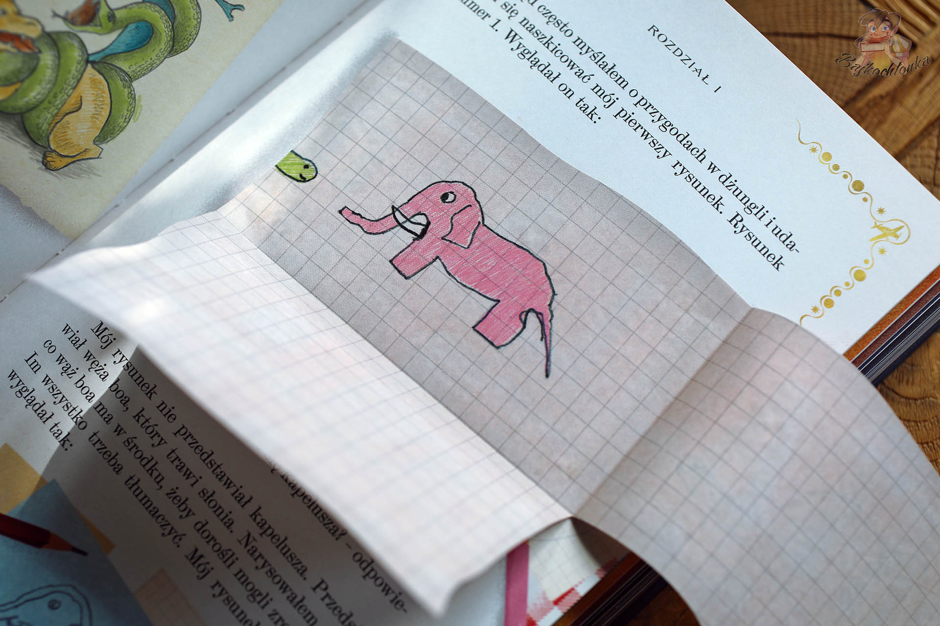 interaktywna rozkładówka z książki Mały Książę MinaLima – rozkładany rysunek słonia