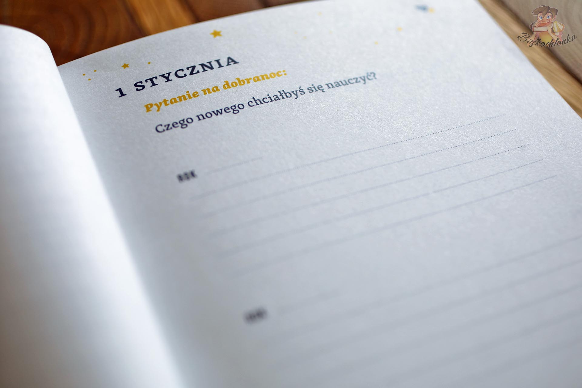 Pierwsza strona dziennika Pytanie na dobranoc z pytaniem, czego nowego dziecko chciałoby się nauczyć