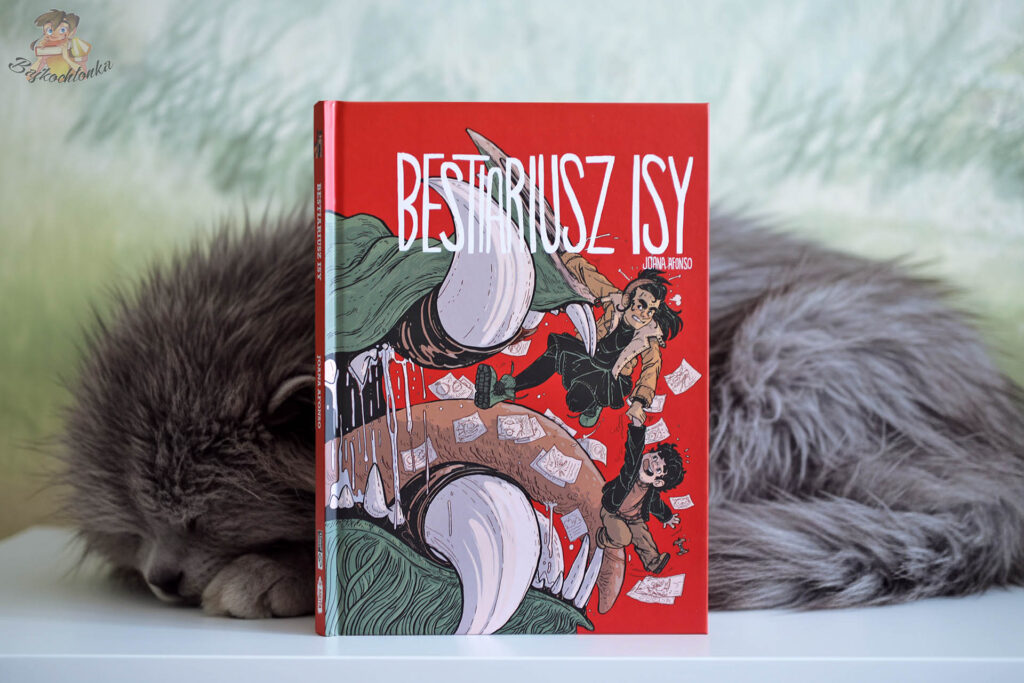 Okładka komiksu Bestiariusz Isy Joany Afonso z Isą, Miguelem i wielkim zwierzołem