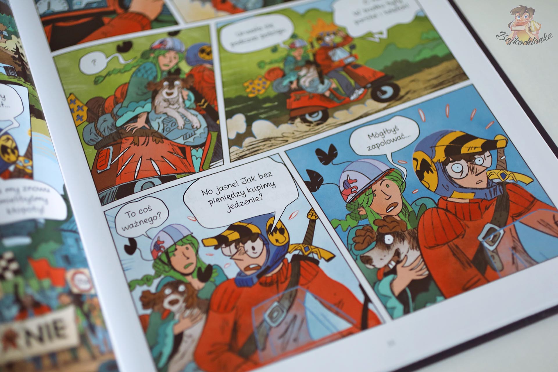 Pelli, Nimue i Ujadająca Bestia w dynamicznej scenie z komiksu Misja. Zamek Króla Rybaka