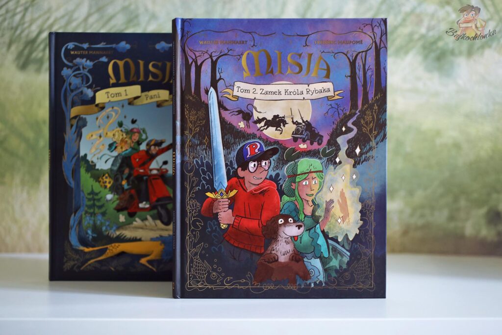 Misja. Tom 2. Zamek Króla Rybaka – okładka komiksu Egmont z pierwszym tomem serii w tle