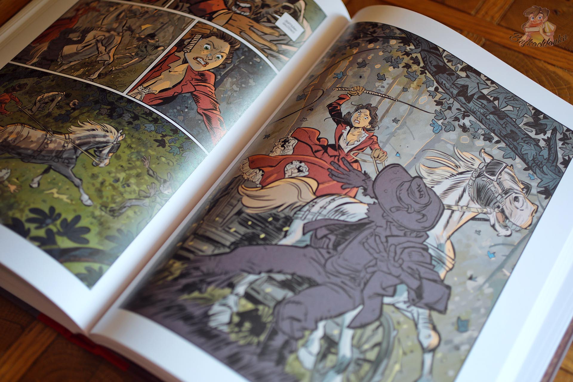 Scena ze Scarlett O’Harą na koniu w komiksie Przeminęło z wiatrem Pierre’a Alary’ego
