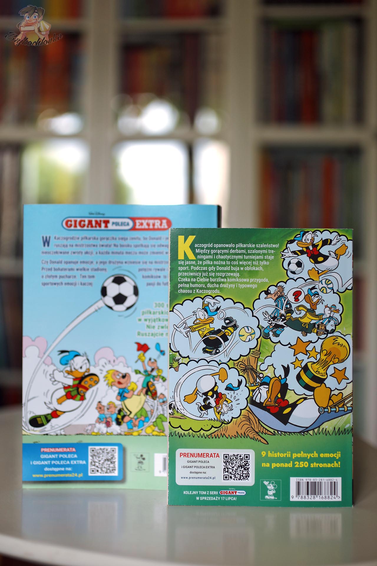 Tylne okładki komiksów Gra o wszystko i Dawaj, Donald, dawaj! z serii Gigant Poleca