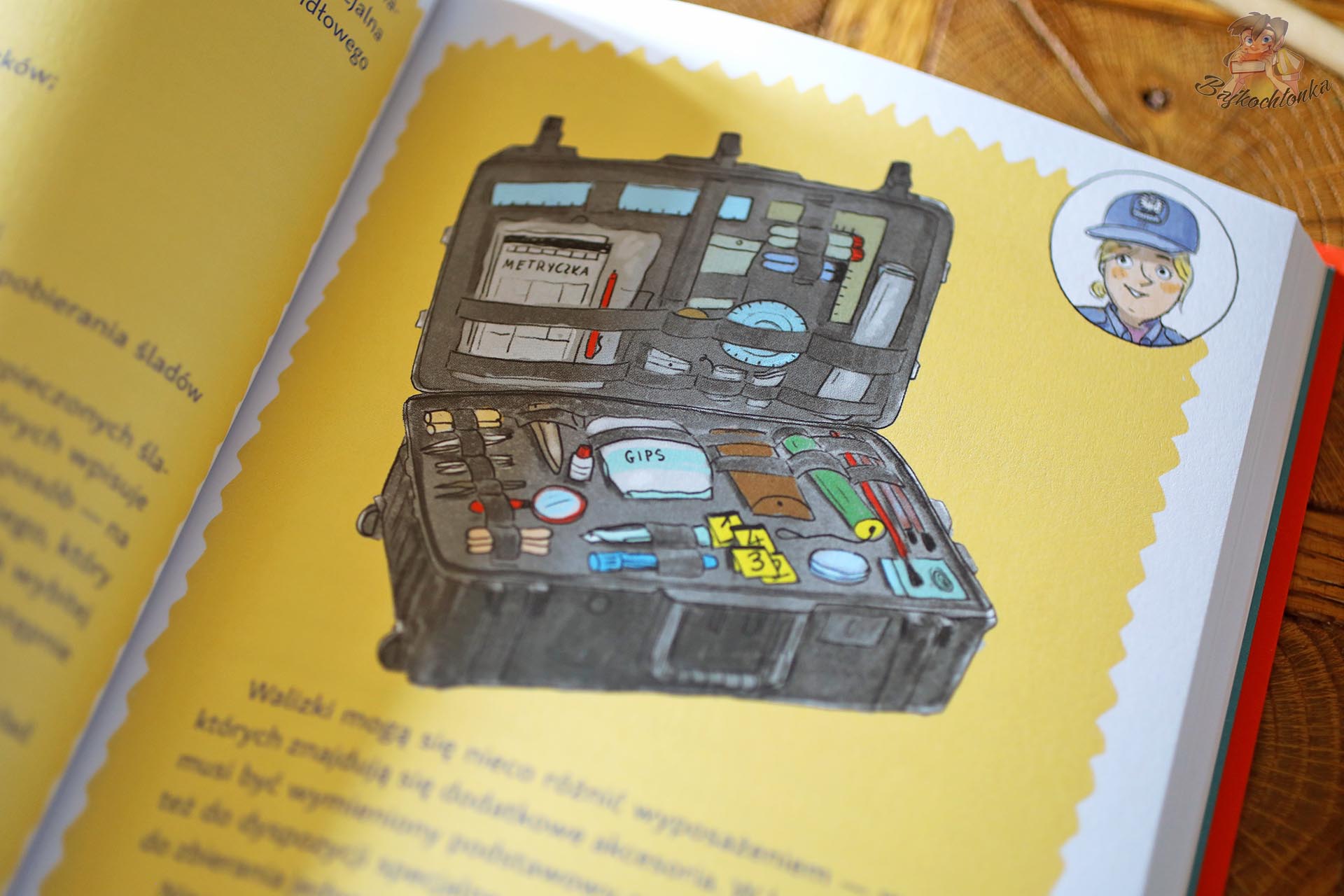 Ilustracja walizki śledczej z książki Młodzi detektywi w akcji Małgorzaty Sokołowskiej