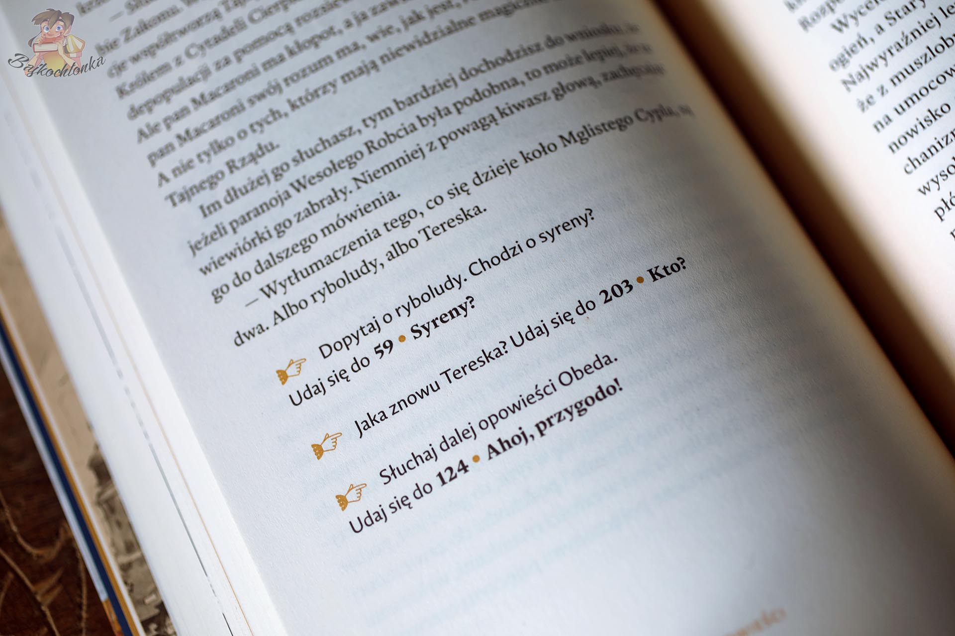 Możliwe wybory i numery paragrafów w grze książkowej „Questwick. Stolica Przygody”