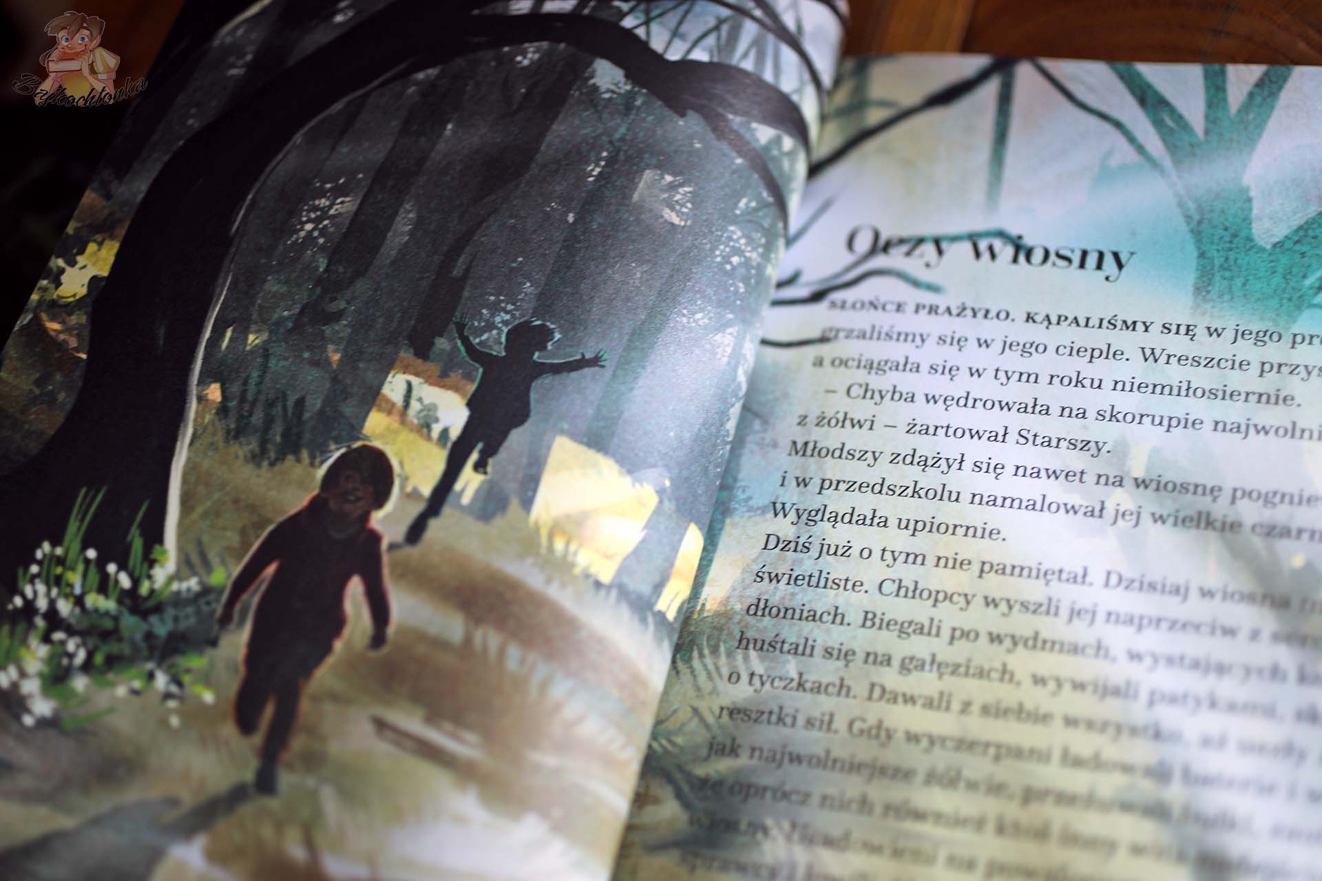 Wiosenna ilustracja z książki Królestwo Patyków Mariusza Andryszczyka