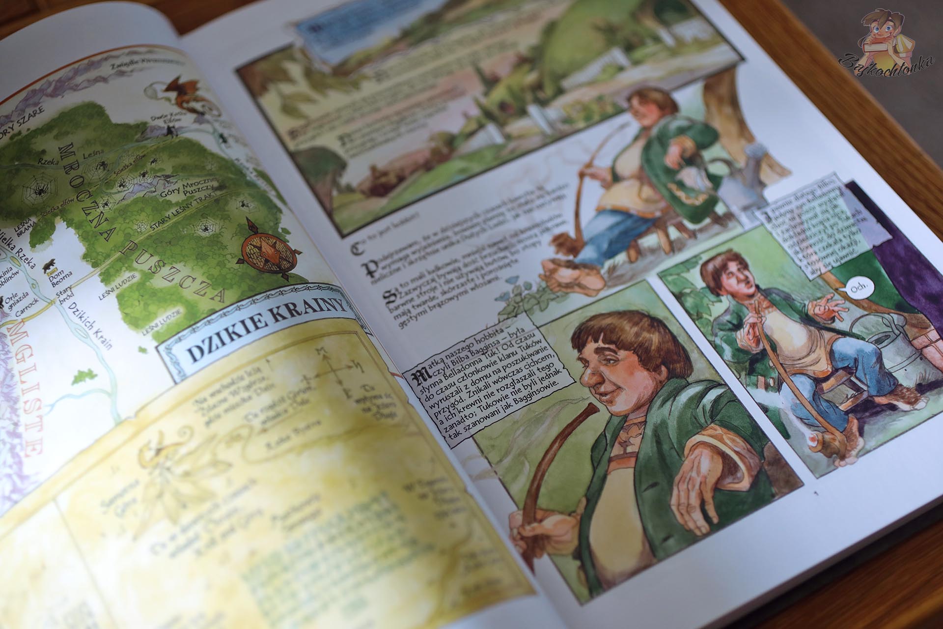Bilbo Baggins i mapa Dzikich Krain w powieści graficznej Hobbit