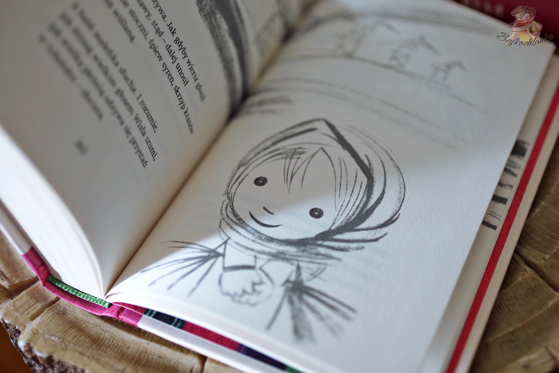 Ilustracja Pyzy w chustce w książce Pyza na polskich dróżkach Hanny Januszewskiej