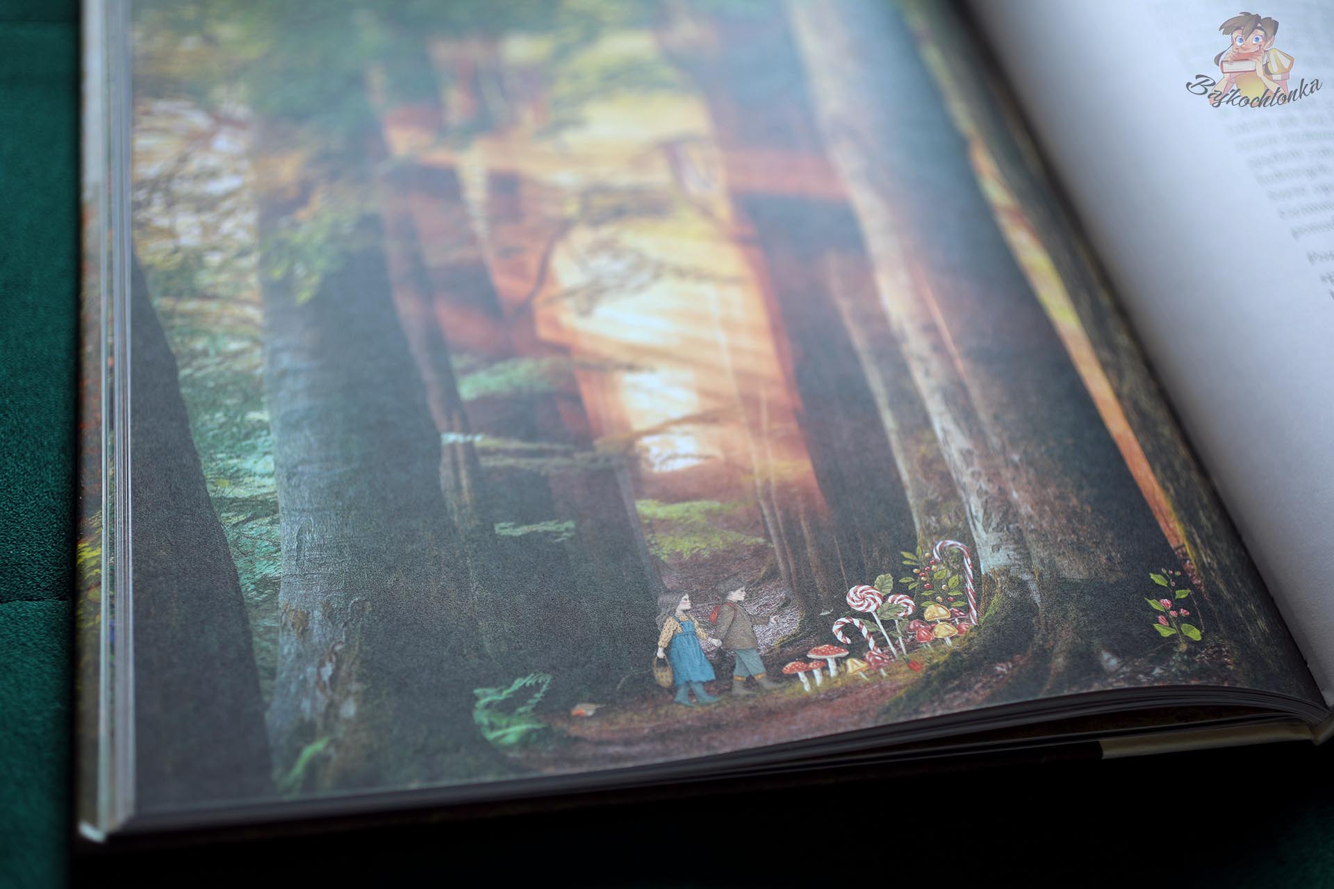 Jaś i Małgosia w ciemnym lesie – ilustracja łącząca fotografię z rysunkiem