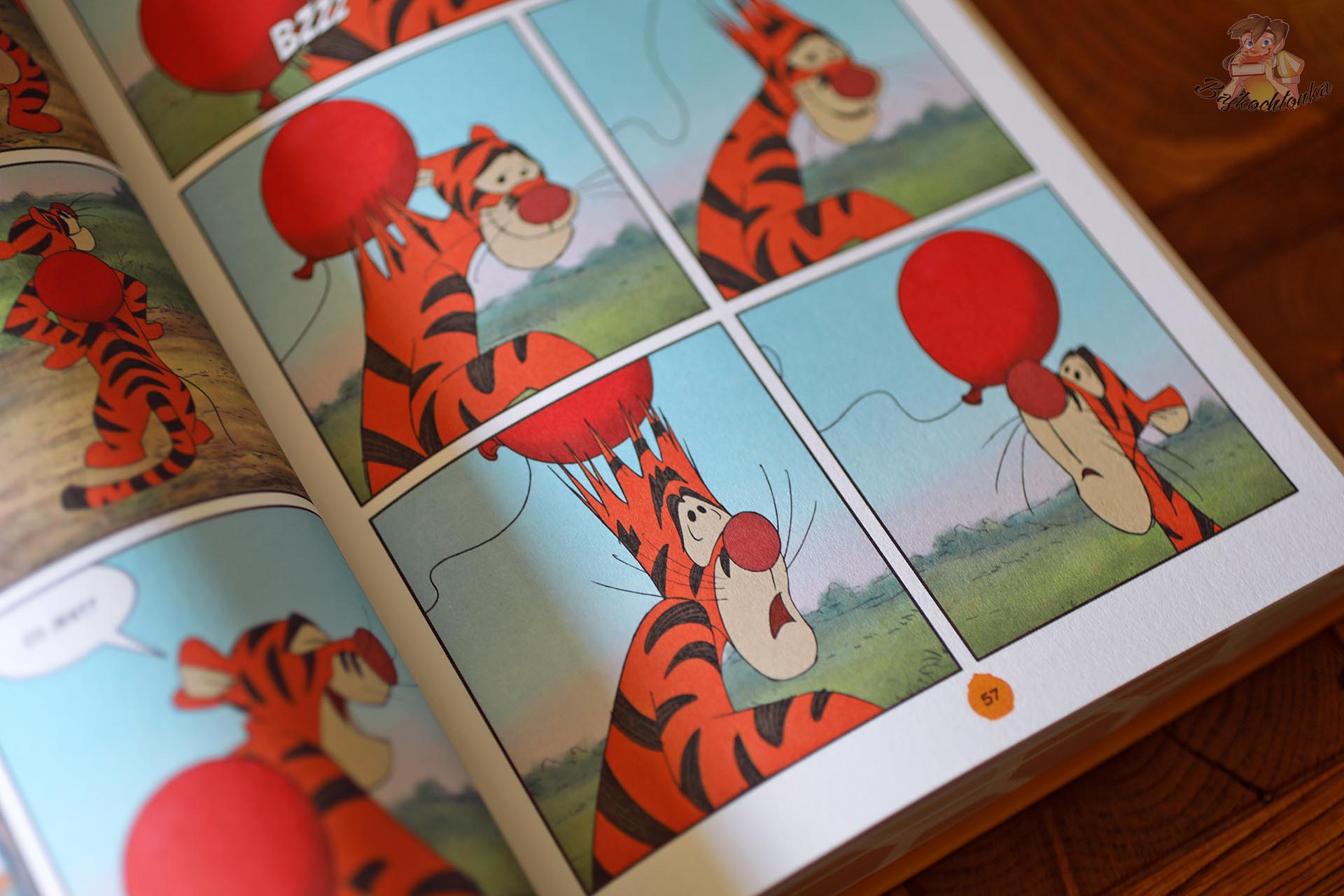 Tygrysek w kadrach komiksu Kubuś i przyjaciele opartego na animacji Disneya